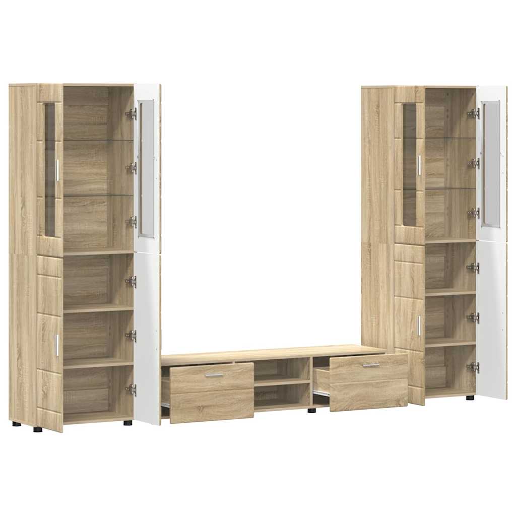 Tv-meubelset met lade FLORIN 3 pcs Sonoma Eiken Bewerkt hout is nu te koop bij PeponiXL, paradijselijk wonen!