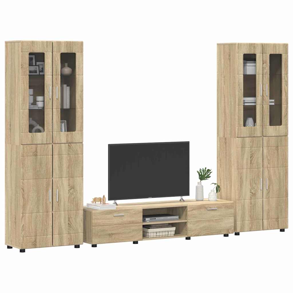 Tv-meubelset met lade FLORIN 3 pcs Sonoma Eiken Bewerkt hout is nu te koop bij PeponiXL, paradijselijk wonen!