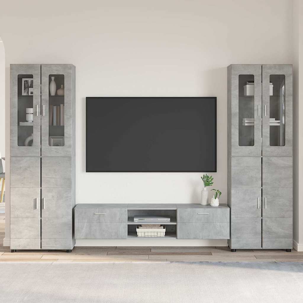Tv-meubelset met lade FLORIN 3 pcs Beton Grijs Bewerkt hout is nu te koop bij PeponiXL, paradijselijk wonen!