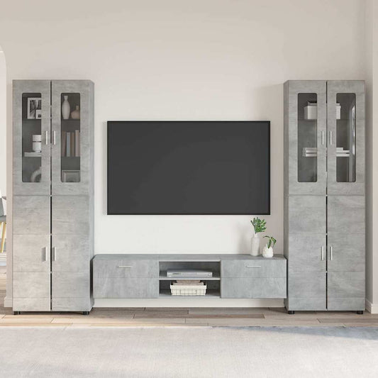 Tv-meubelset met lade FLORIN 3 pcs Beton Grijs Bewerkt hout is nu te koop bij PeponiXL, paradijselijk wonen!