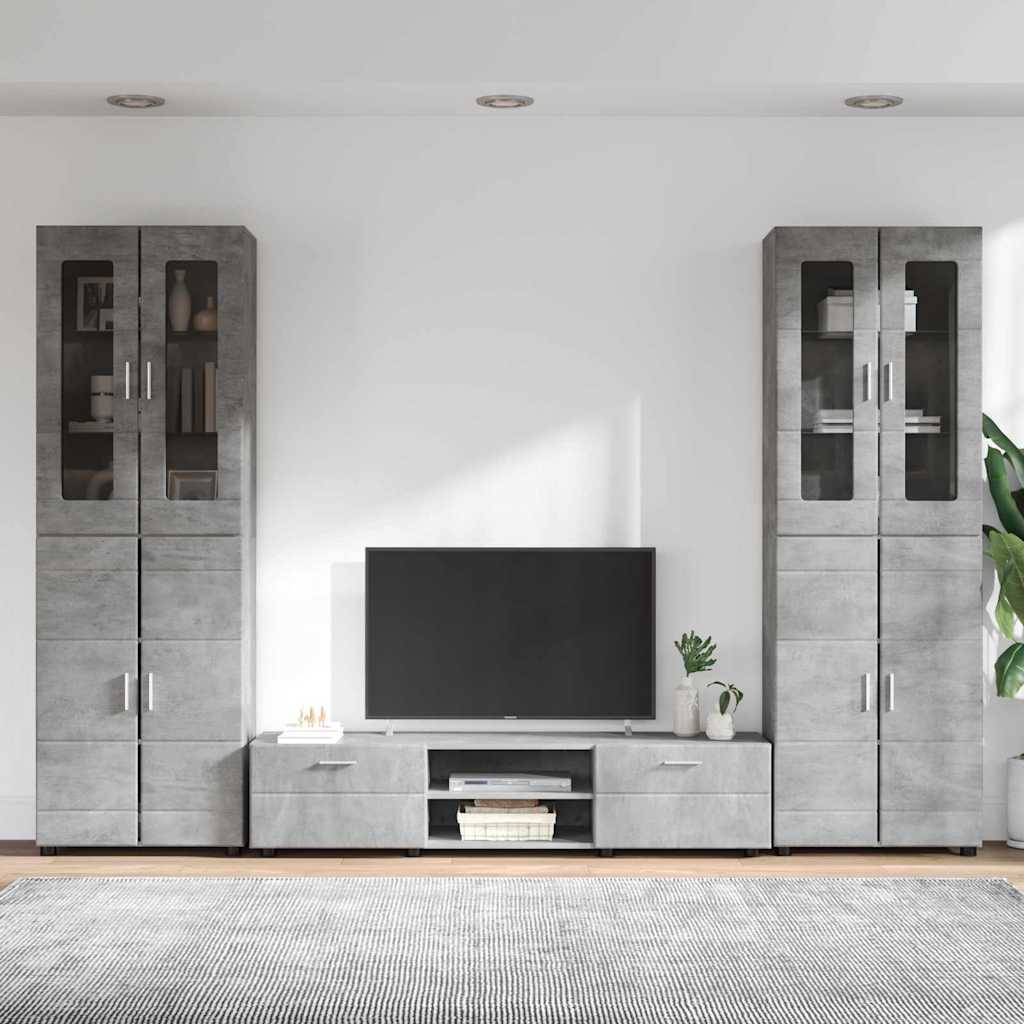 Tv-meubelset met lade FLORIN 3 pcs Beton Grijs Bewerkt hout is nu te koop bij PeponiXL, paradijselijk wonen!