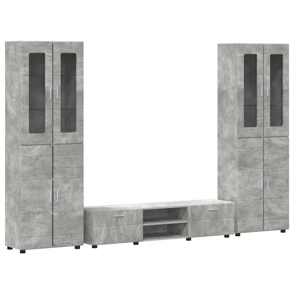 Tv-meubelset met lade FLORIN 3 pcs Beton Grijs Bewerkt hout is nu te koop bij PeponiXL, paradijselijk wonen!