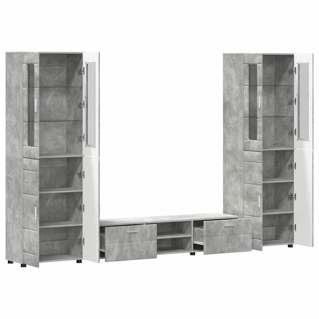 Tv-meubelset met lade FLORIN 3 pcs Beton Grijs Bewerkt hout is nu te koop bij PeponiXL, paradijselijk wonen!
