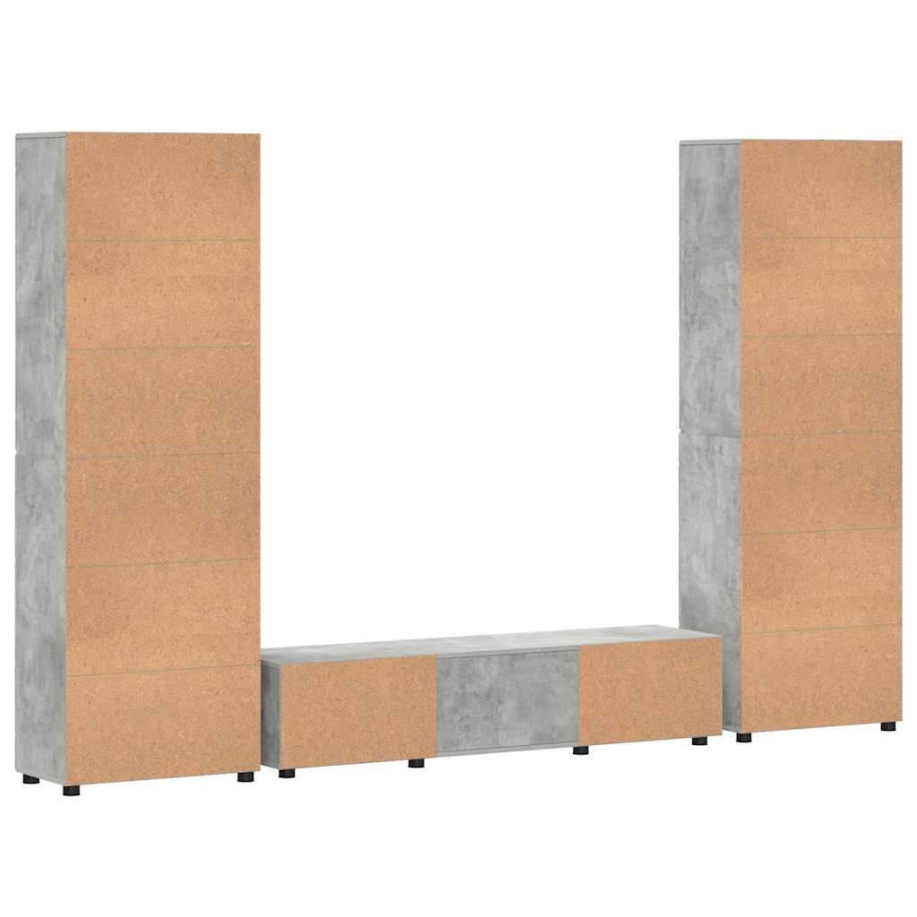 Tv-meubelset met lade FLORIN 3 pcs Beton Grijs Bewerkt hout is nu te koop bij PeponiXL, paradijselijk wonen!