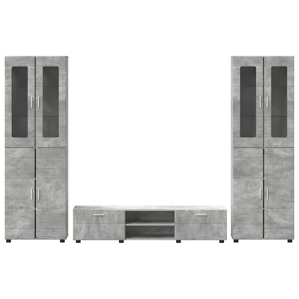 Tv-meubelset met lade FLORIN 3 pcs Beton Grijs Bewerkt hout is nu te koop bij PeponiXL, paradijselijk wonen!