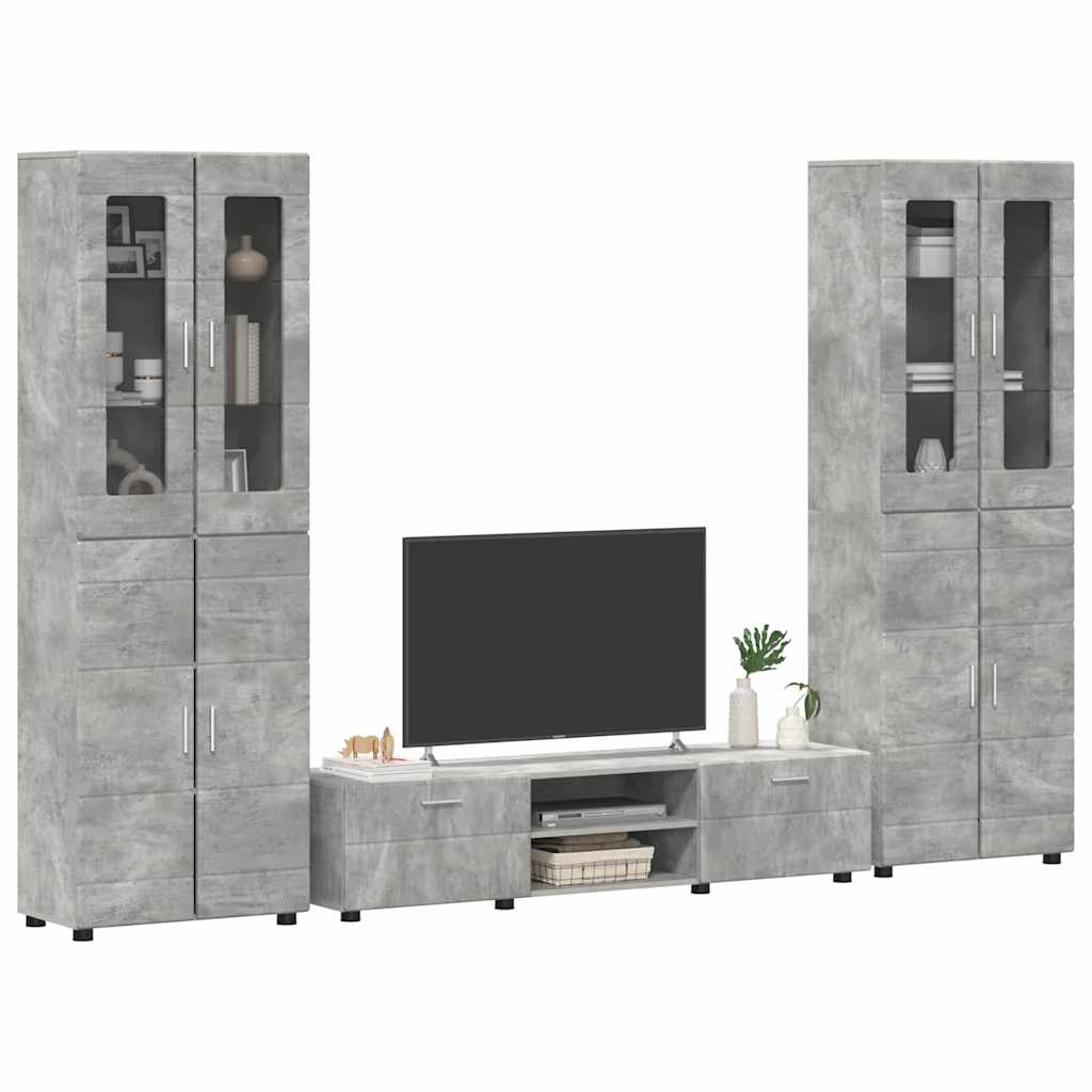 Tv-meubelset met lade FLORIN 3 pcs Beton Grijs Bewerkt hout is nu te koop bij PeponiXL, paradijselijk wonen!