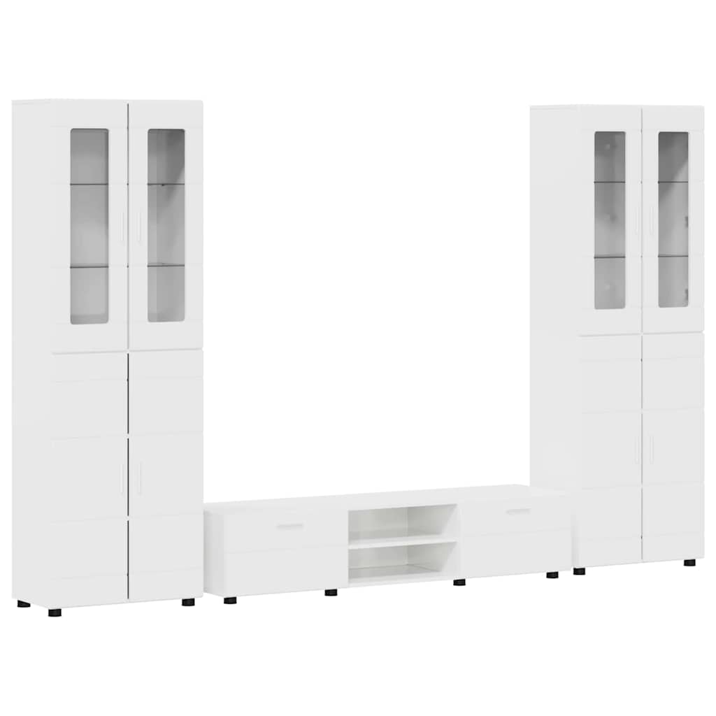 Tv-meubelset met lade FLORIN 3 pcs Hoogglans wit Bewerkt hout is nu te koop bij PeponiXL, paradijselijk wonen!