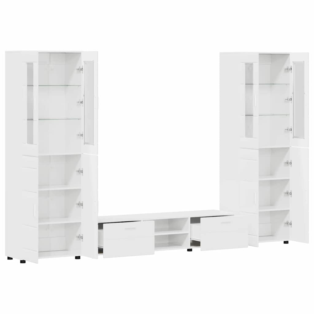 Tv-meubelset met lade FLORIN 3 pcs Hoogglans wit Bewerkt hout is nu te koop bij PeponiXL, paradijselijk wonen!