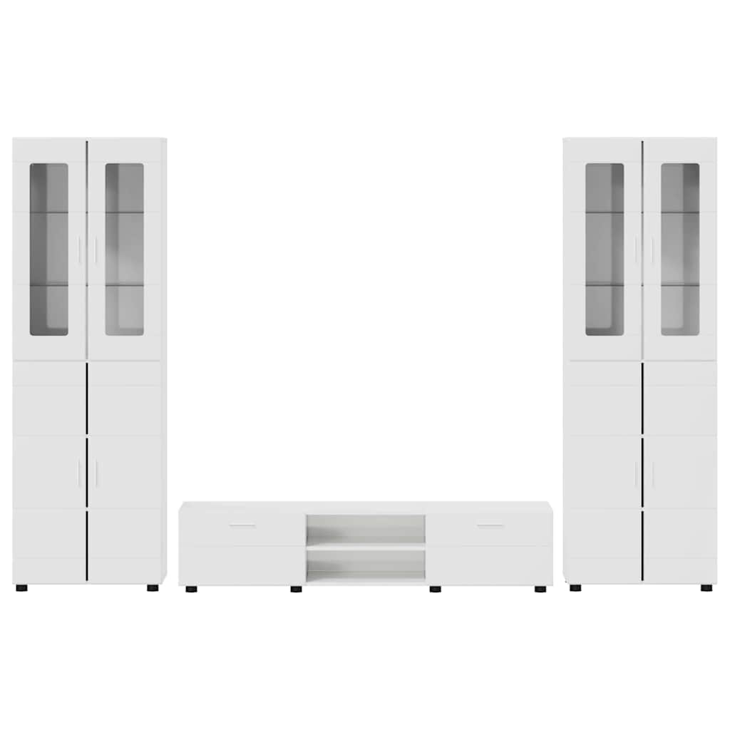 Tv-meubelset met lade FLORIN 3 pcs Hoogglans wit Bewerkt hout is nu te koop bij PeponiXL, paradijselijk wonen!
