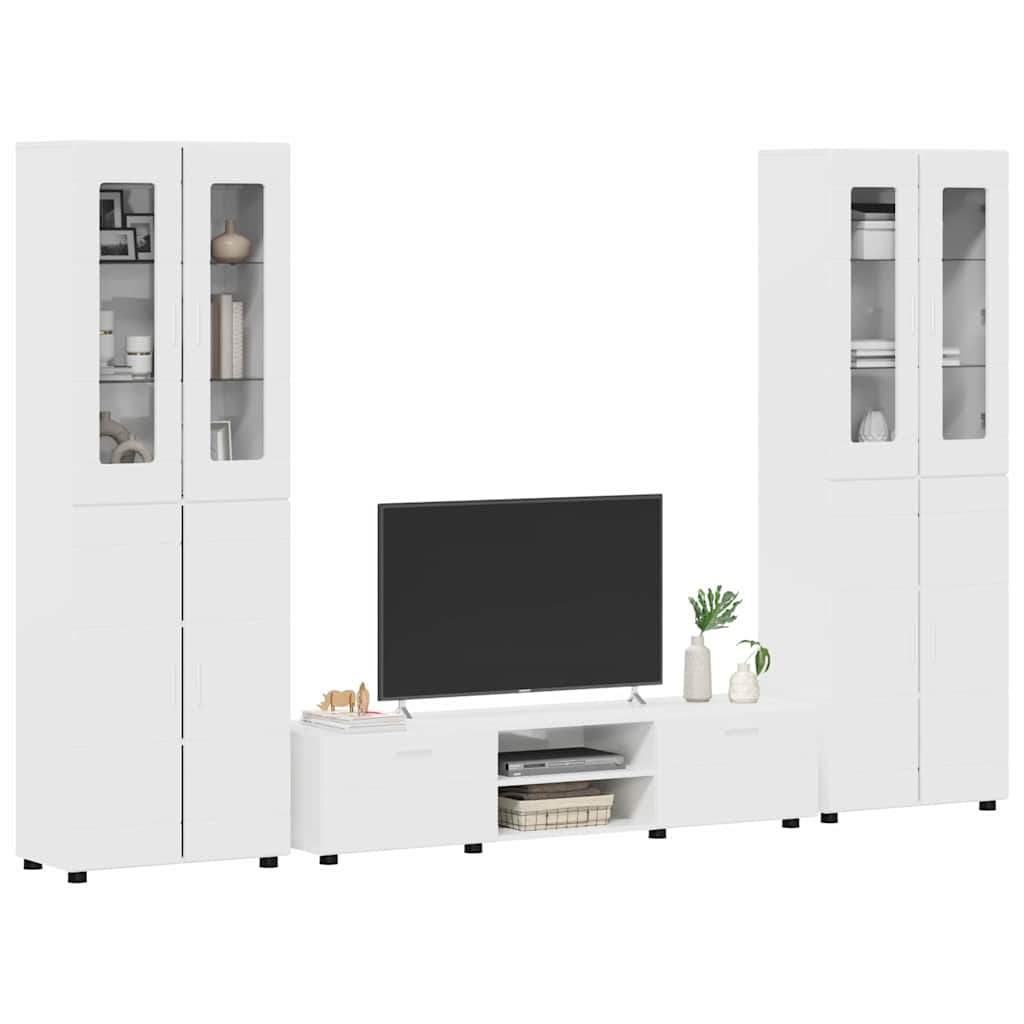 Tv-meubelset met lade FLORIN 3 pcs Hoogglans wit Bewerkt hout is nu te koop bij PeponiXL, paradijselijk wonen!