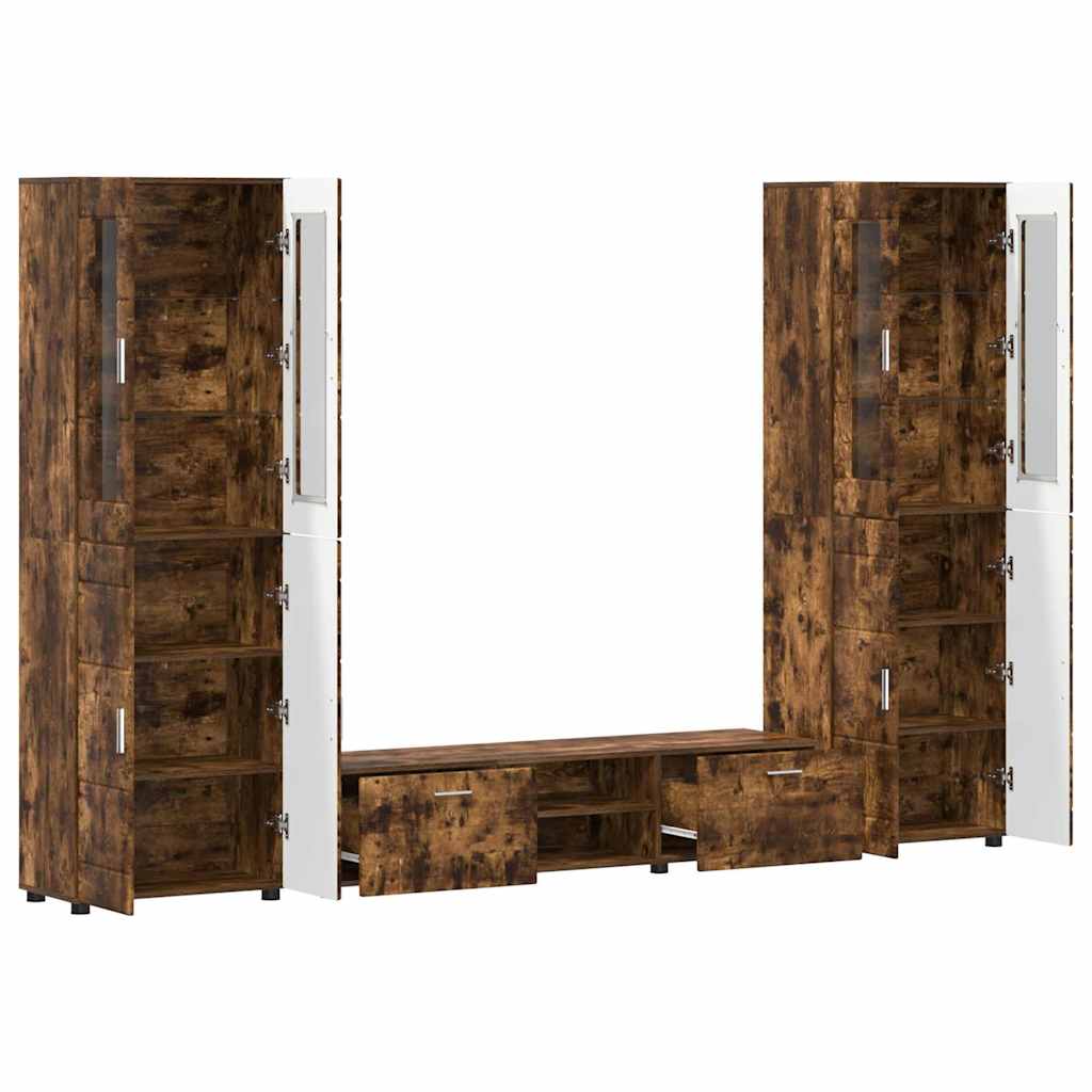 Tv-meubelset met lade FLORIN 3 pcs Gerookt eiken Bewerkt hout is nu te koop bij PeponiXL, paradijselijk wonen!