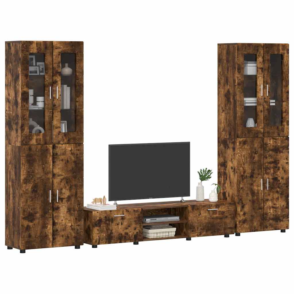 Tv-meubelset met lade FLORIN 3 pcs Gerookt eiken Bewerkt hout is nu te koop bij PeponiXL, paradijselijk wonen!