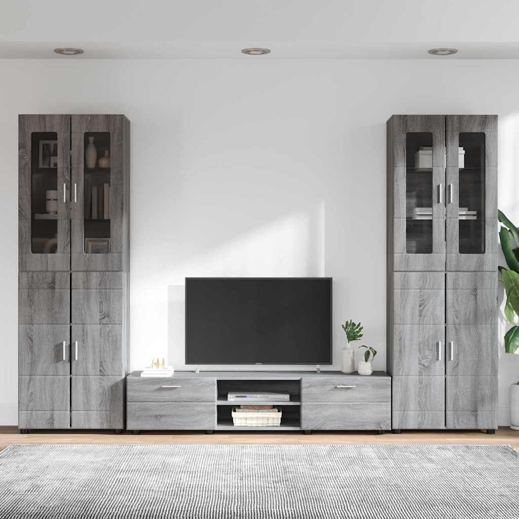 Tv-meubelset met lade FLORIN 3 pcs Grijs Sonoma Bewerkt hout is nu te koop bij PeponiXL, paradijselijk wonen!