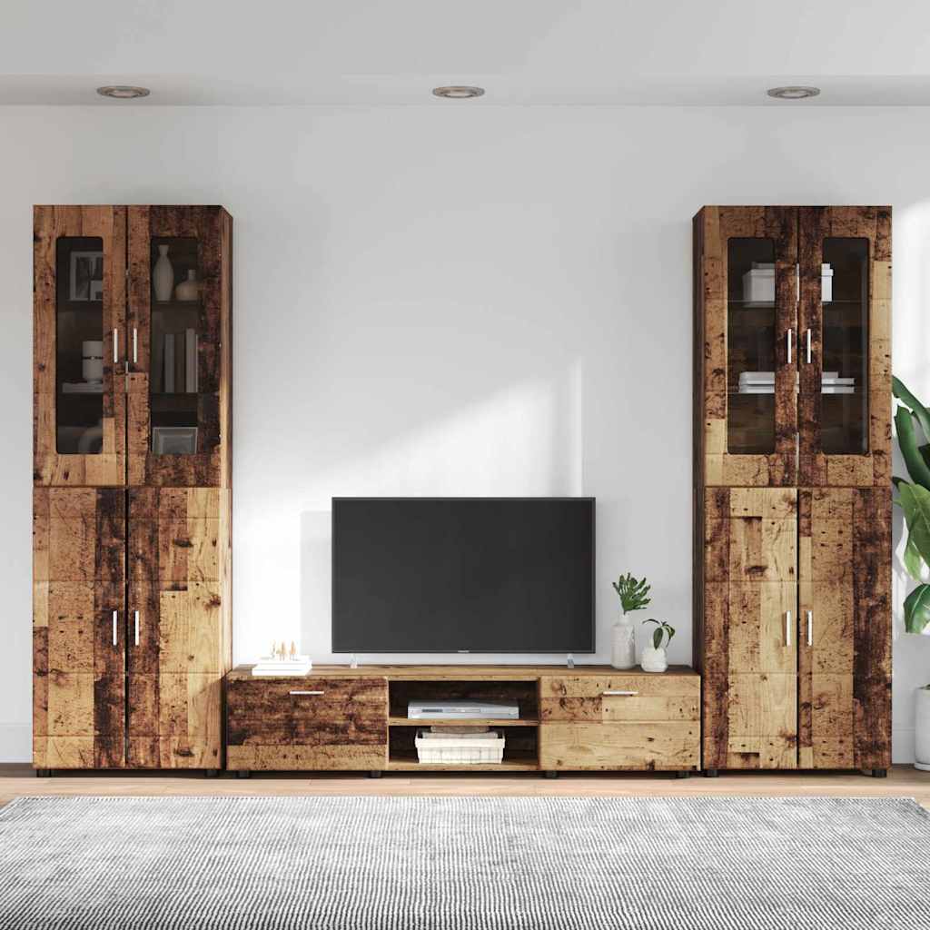 Tv-meubelset met lade FLORIN 3 pcs Oudhout Bewerkt hout is nu te koop bij PeponiXL, paradijselijk wonen!