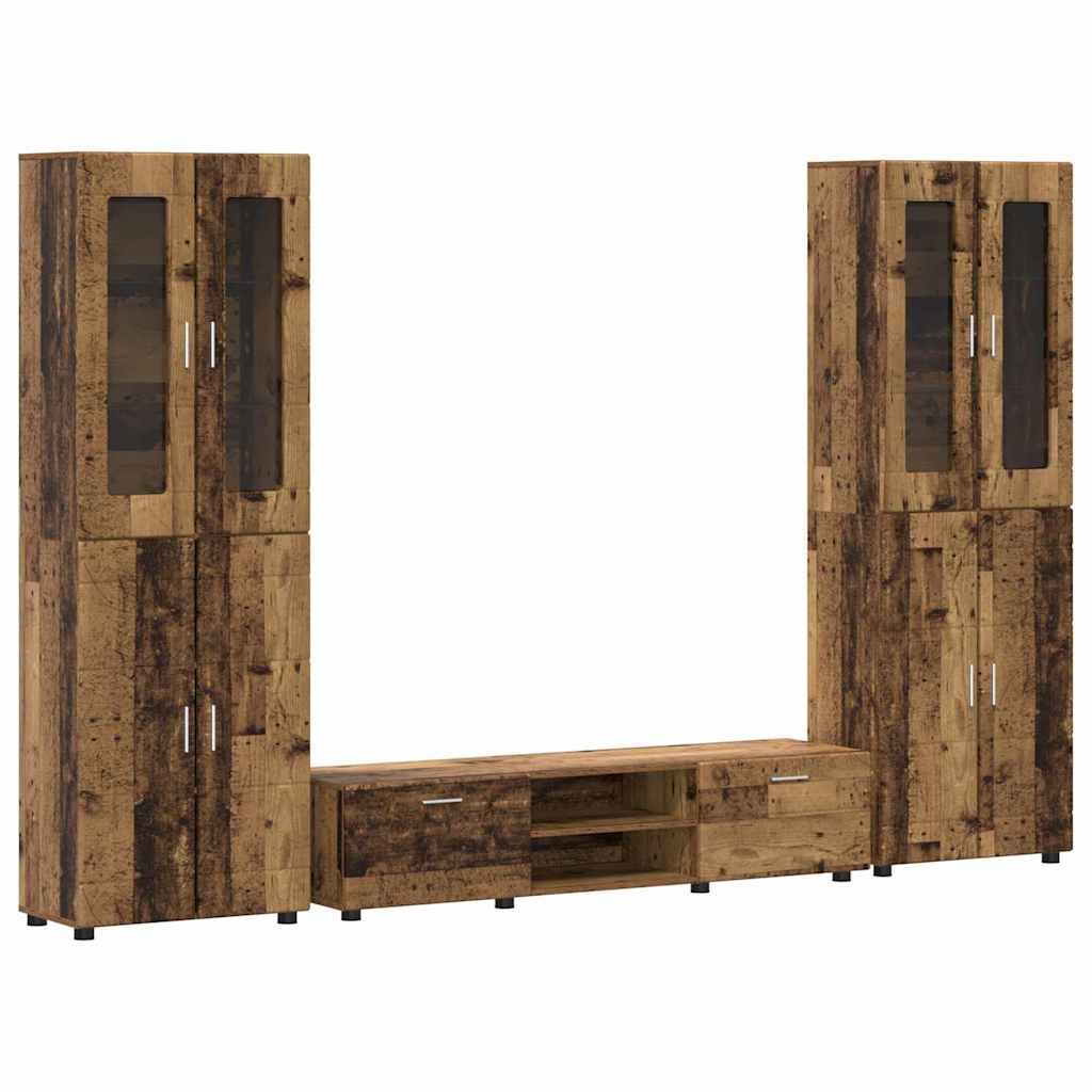 Tv-meubelset met lade FLORIN 3 pcs Oudhout Bewerkt hout is nu te koop bij PeponiXL, paradijselijk wonen!
