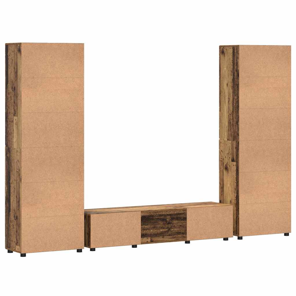 Tv-meubelset met lade FLORIN 3 pcs Oudhout Bewerkt hout is nu te koop bij PeponiXL, paradijselijk wonen!