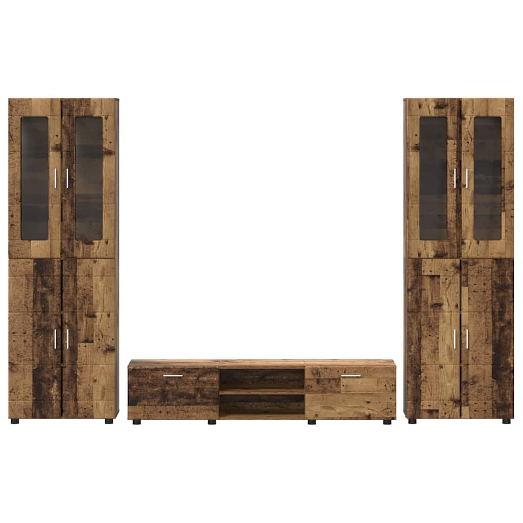 Tv-meubelset met lade FLORIN 3 pcs Oudhout Bewerkt hout is nu te koop bij PeponiXL, paradijselijk wonen!