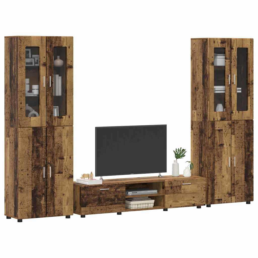 Tv-meubelset met lade FLORIN 3 pcs Oudhout Bewerkt hout is nu te koop bij PeponiXL, paradijselijk wonen!