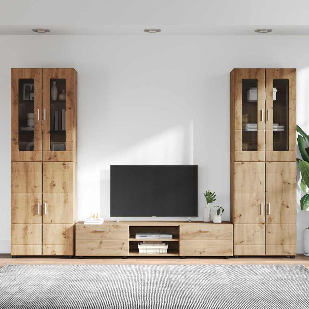 Tv-meubelset met lade FLORIN 3 pcs Artisan Eiken Bewerkt hout is nu te koop bij PeponiXL, paradijselijk wonen!
