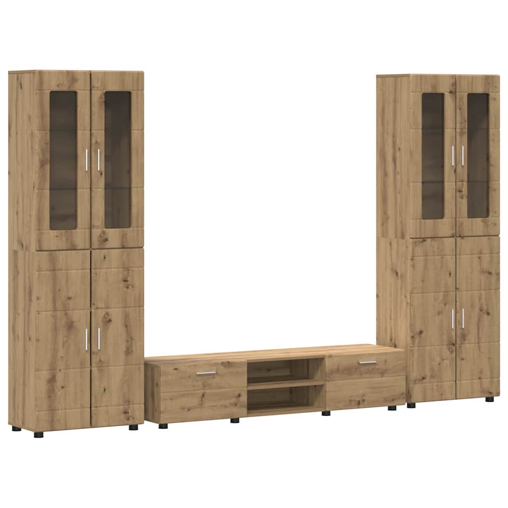 Tv-meubelset met lade FLORIN 3 pcs Artisan Eiken Bewerkt hout is nu te koop bij PeponiXL, paradijselijk wonen!