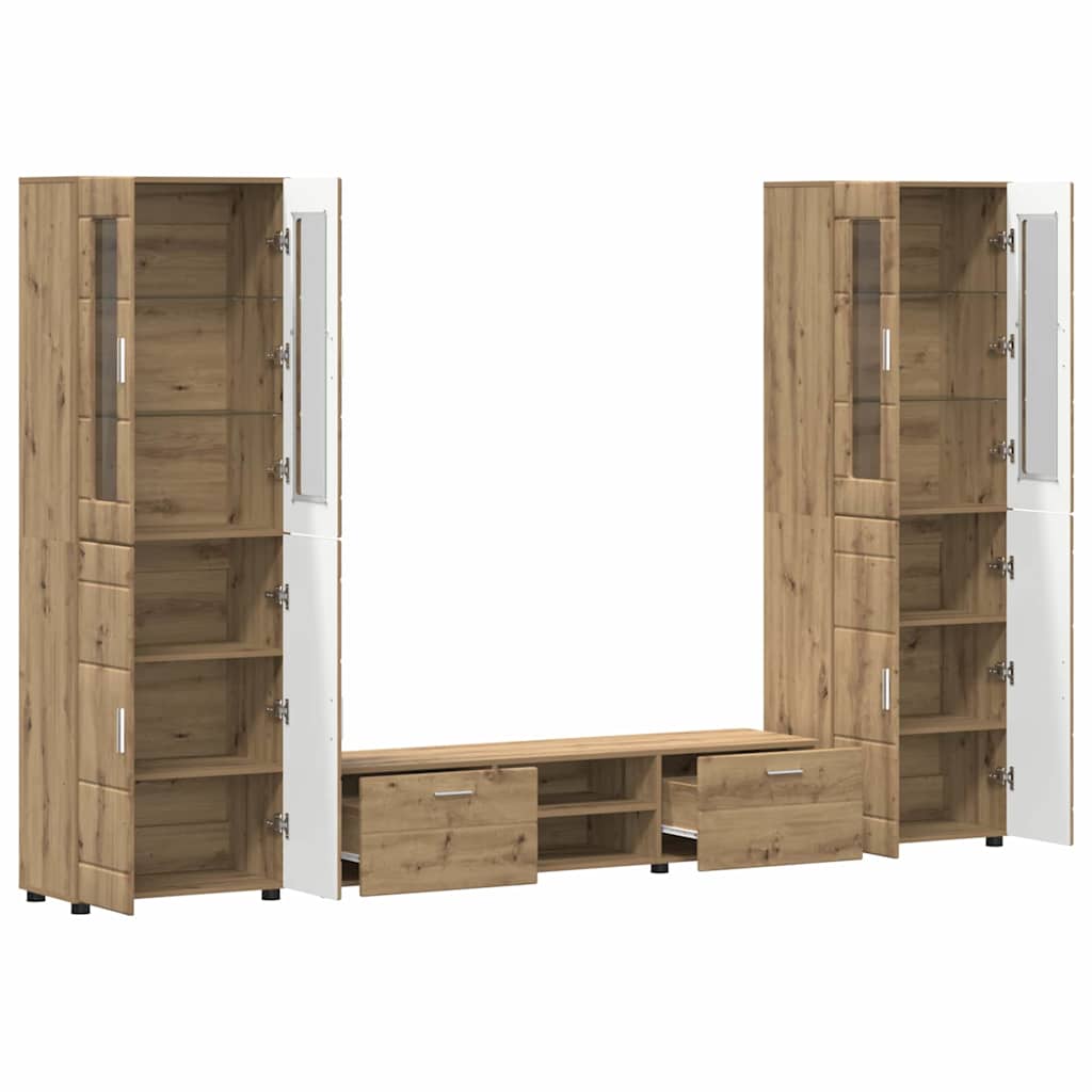 Tv-meubelset met lade FLORIN 3 pcs Artisan Eiken Bewerkt hout is nu te koop bij PeponiXL, paradijselijk wonen!