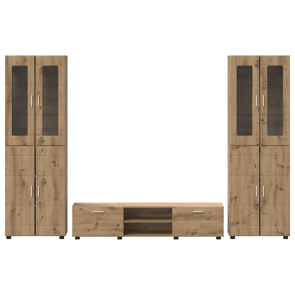 Tv-meubelset met lade FLORIN 3 pcs Artisan Eiken Bewerkt hout is nu te koop bij PeponiXL, paradijselijk wonen!