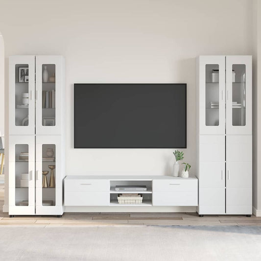 Tv-meubelset met lade met plank FLORIN 3 pcs Wit Bewerkt hout is nu te koop bij PeponiXL, paradijselijk wonen!