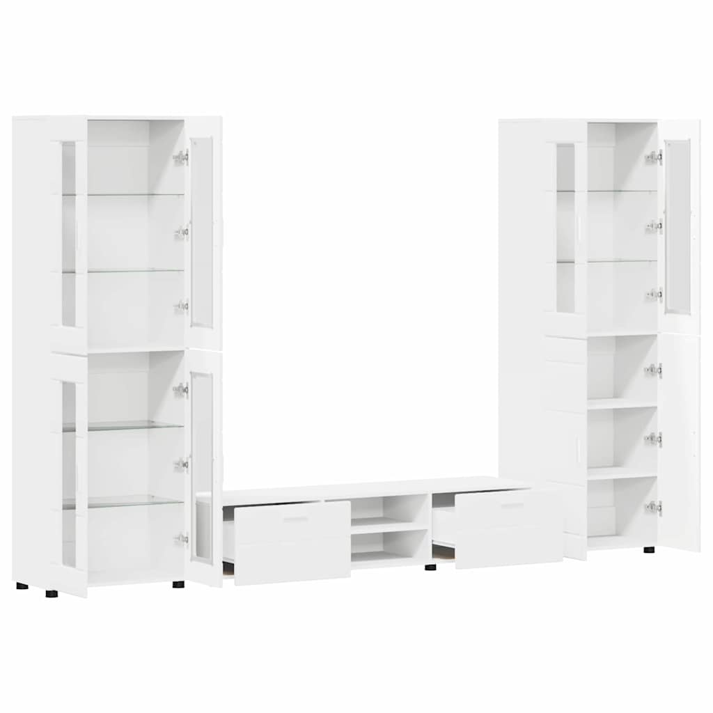 Tv-meubelset met lade met plank FLORIN 3 pcs Wit Bewerkt hout is nu te koop bij PeponiXL, paradijselijk wonen!