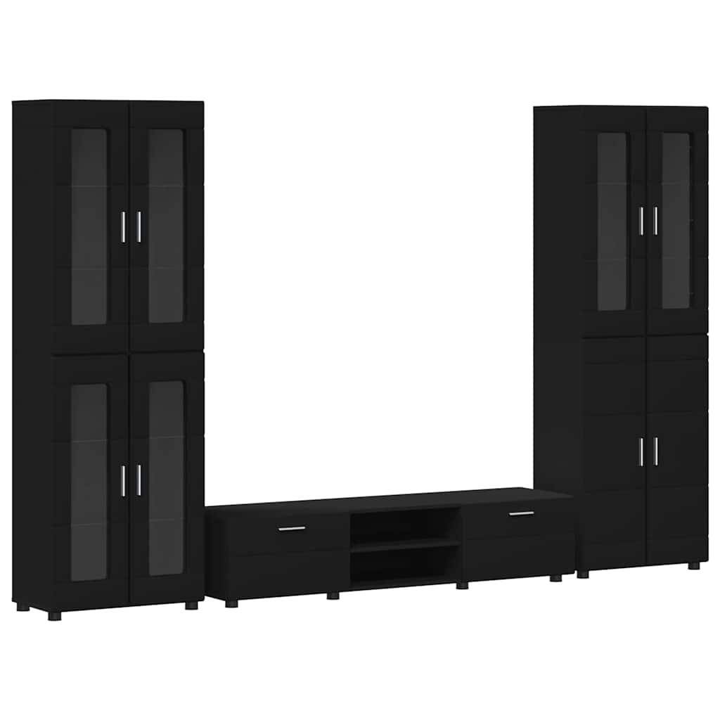 Tv-meubelset met lade met plank FLORIN 3 pcs Zwart Bewerkt hout is nu te koop bij PeponiXL, paradijselijk wonen!