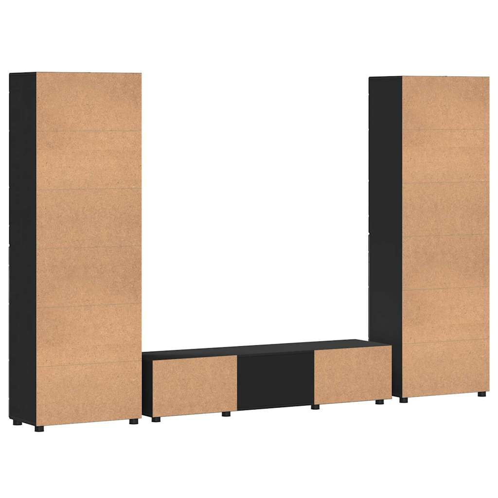Tv-meubelset met lade met plank FLORIN 3 pcs Zwart Bewerkt hout is nu te koop bij PeponiXL, paradijselijk wonen!