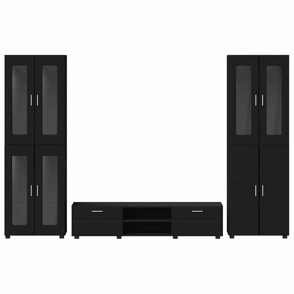 Tv-meubelset met lade met plank FLORIN 3 pcs Zwart Bewerkt hout is nu te koop bij PeponiXL, paradijselijk wonen!
