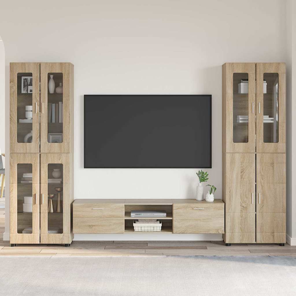 Tv-meubelset met lade FLORIN 3 pcs Sonoma Eiken Bewerkt hout is nu te koop bij PeponiXL, paradijselijk wonen!
