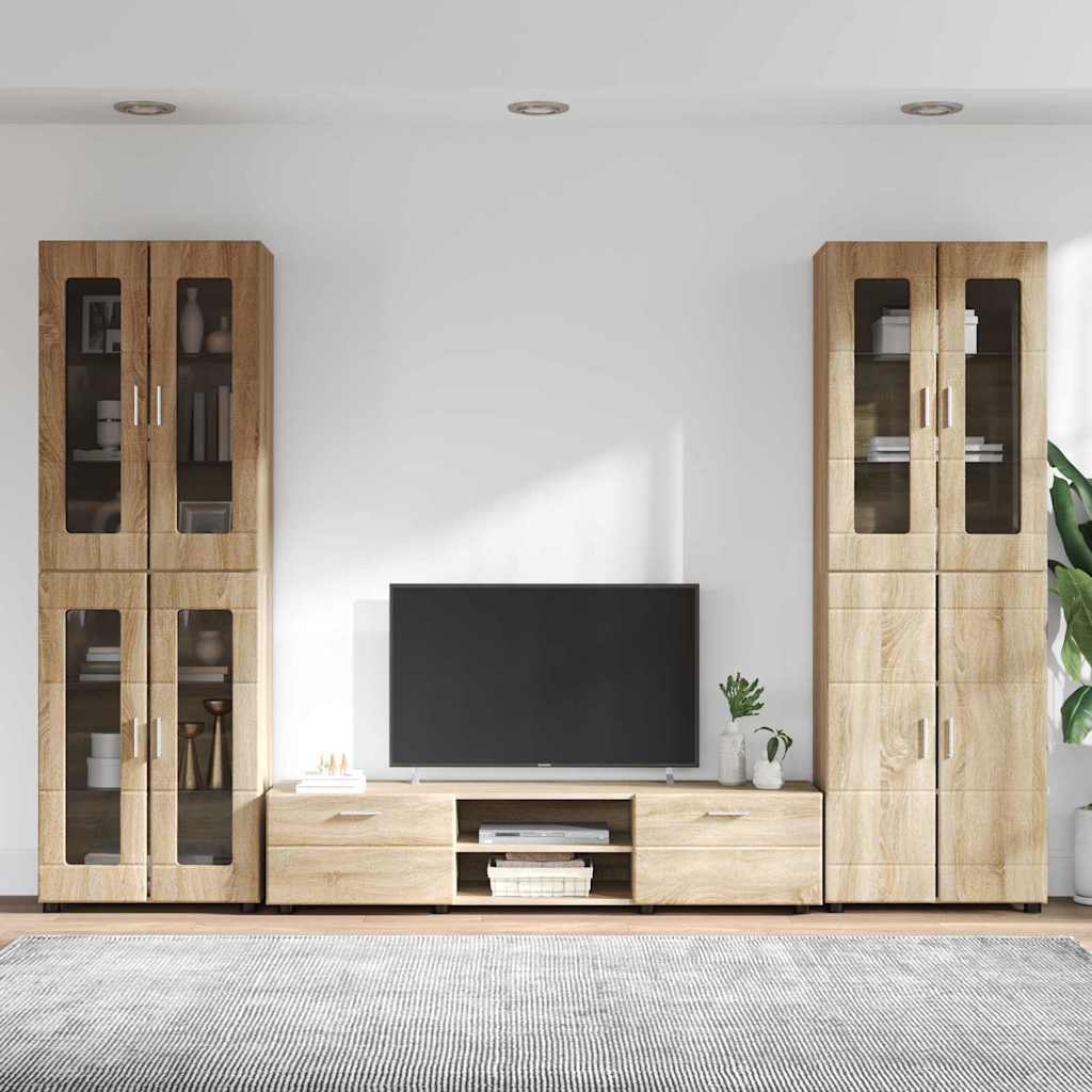 Tv-meubelset met lade FLORIN 3 pcs Sonoma Eiken Bewerkt hout is nu te koop bij PeponiXL, paradijselijk wonen!