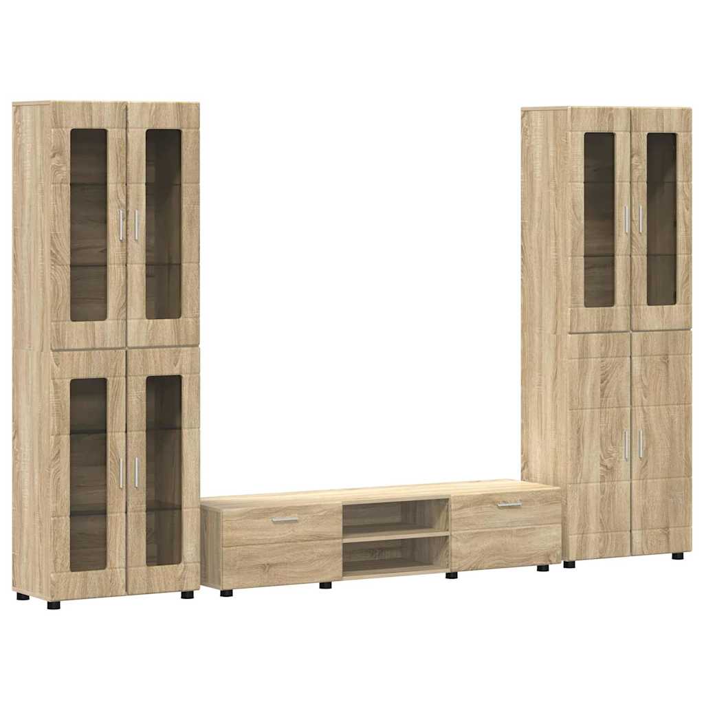 Tv-meubelset met lade FLORIN 3 pcs Sonoma Eiken Bewerkt hout is nu te koop bij PeponiXL, paradijselijk wonen!