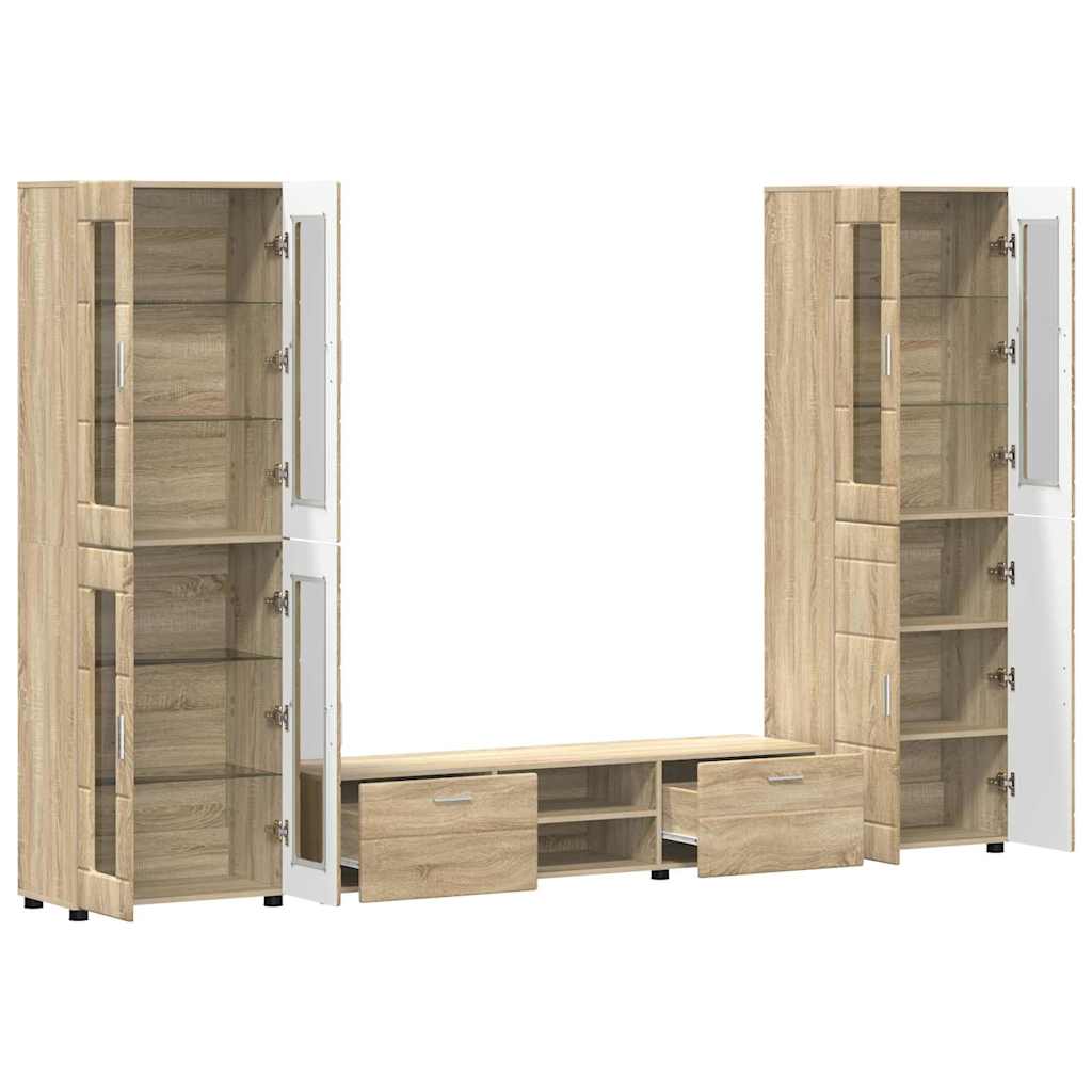 Tv-meubelset met lade FLORIN 3 pcs Sonoma Eiken Bewerkt hout is nu te koop bij PeponiXL, paradijselijk wonen!