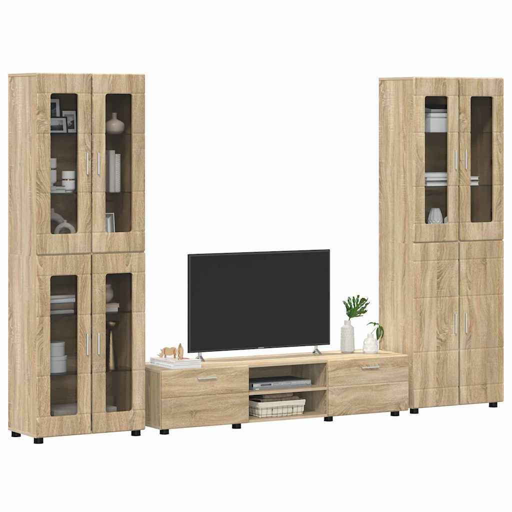 Tv-meubelset met lade FLORIN 3 pcs Sonoma Eiken Bewerkt hout is nu te koop bij PeponiXL, paradijselijk wonen!