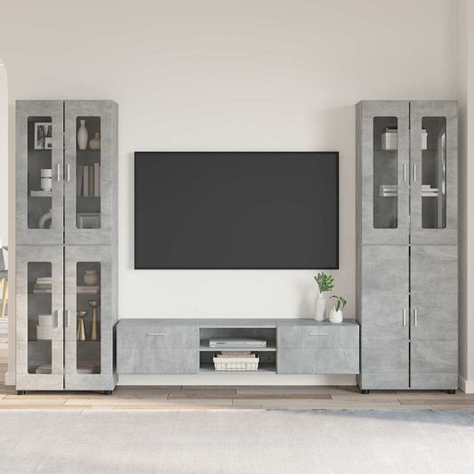 Tv-meubelset met lade FLORIN 3 pcs Beton Grijs Bewerkt hout is nu te koop bij PeponiXL, paradijselijk wonen!