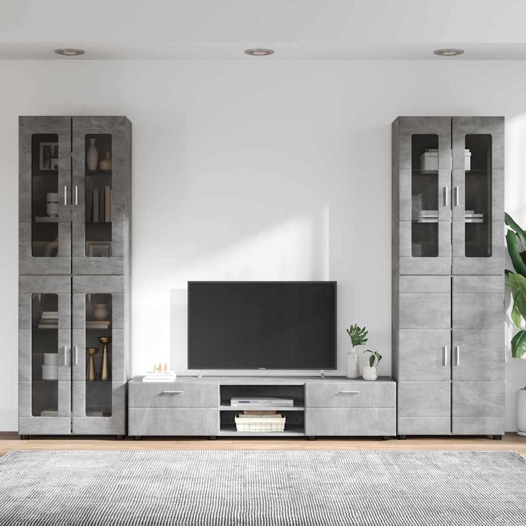 Tv-meubelset met lade FLORIN 3 pcs Beton Grijs Bewerkt hout is nu te koop bij PeponiXL, paradijselijk wonen!