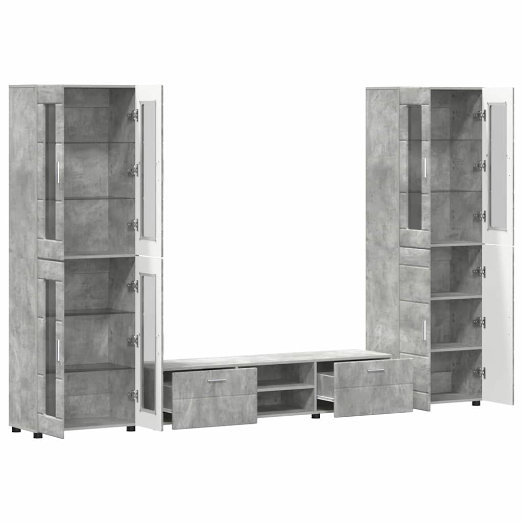 Tv-meubelset met lade FLORIN 3 pcs Beton Grijs Bewerkt hout is nu te koop bij PeponiXL, paradijselijk wonen!