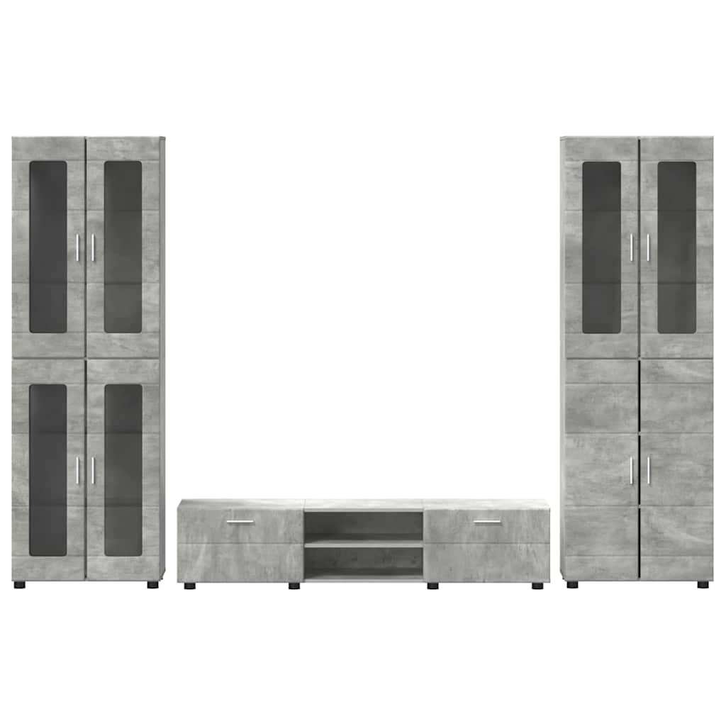 Tv-meubelset met lade FLORIN 3 pcs Beton Grijs Bewerkt hout is nu te koop bij PeponiXL, paradijselijk wonen!
