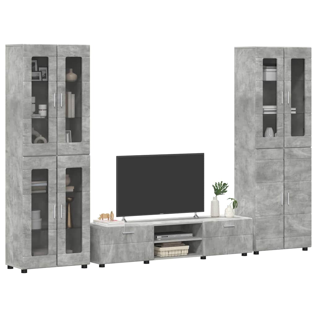 Tv-meubelset met lade FLORIN 3 pcs Beton Grijs Bewerkt hout is nu te koop bij PeponiXL, paradijselijk wonen!