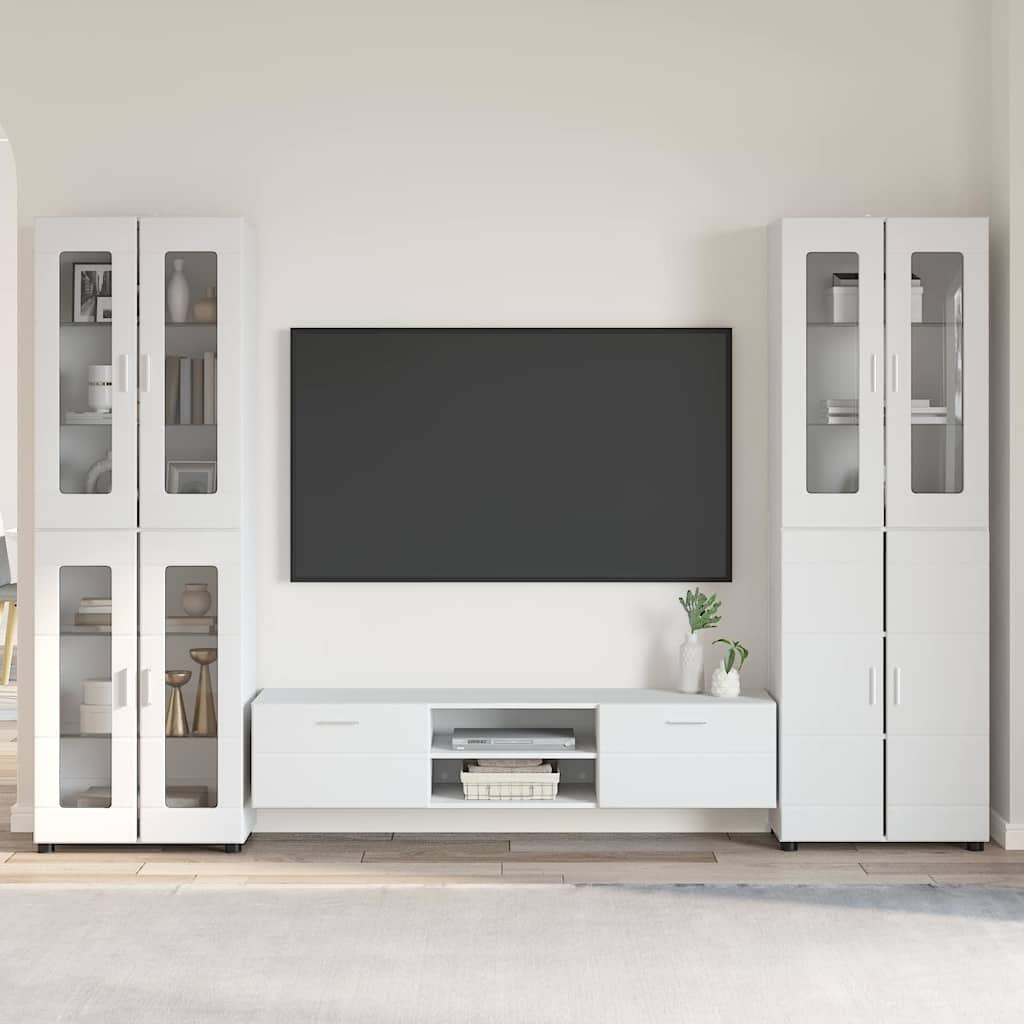 Tv-meubelset met lade FLORIN 3 pcs Hoogglans wit Bewerkt hout is nu te koop bij PeponiXL, paradijselijk wonen!