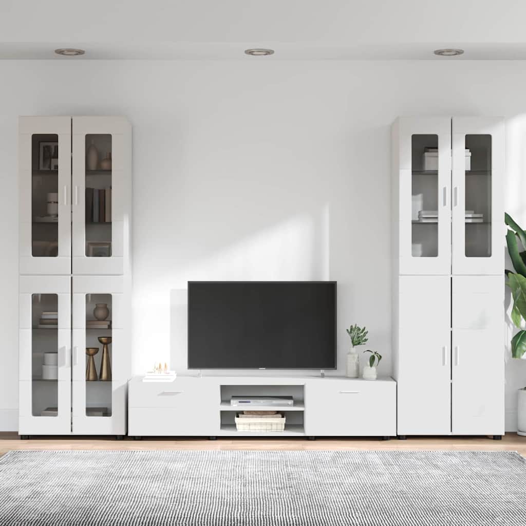 Tv-meubelset met lade FLORIN 3 pcs Hoogglans wit Bewerkt hout is nu te koop bij PeponiXL, paradijselijk wonen!