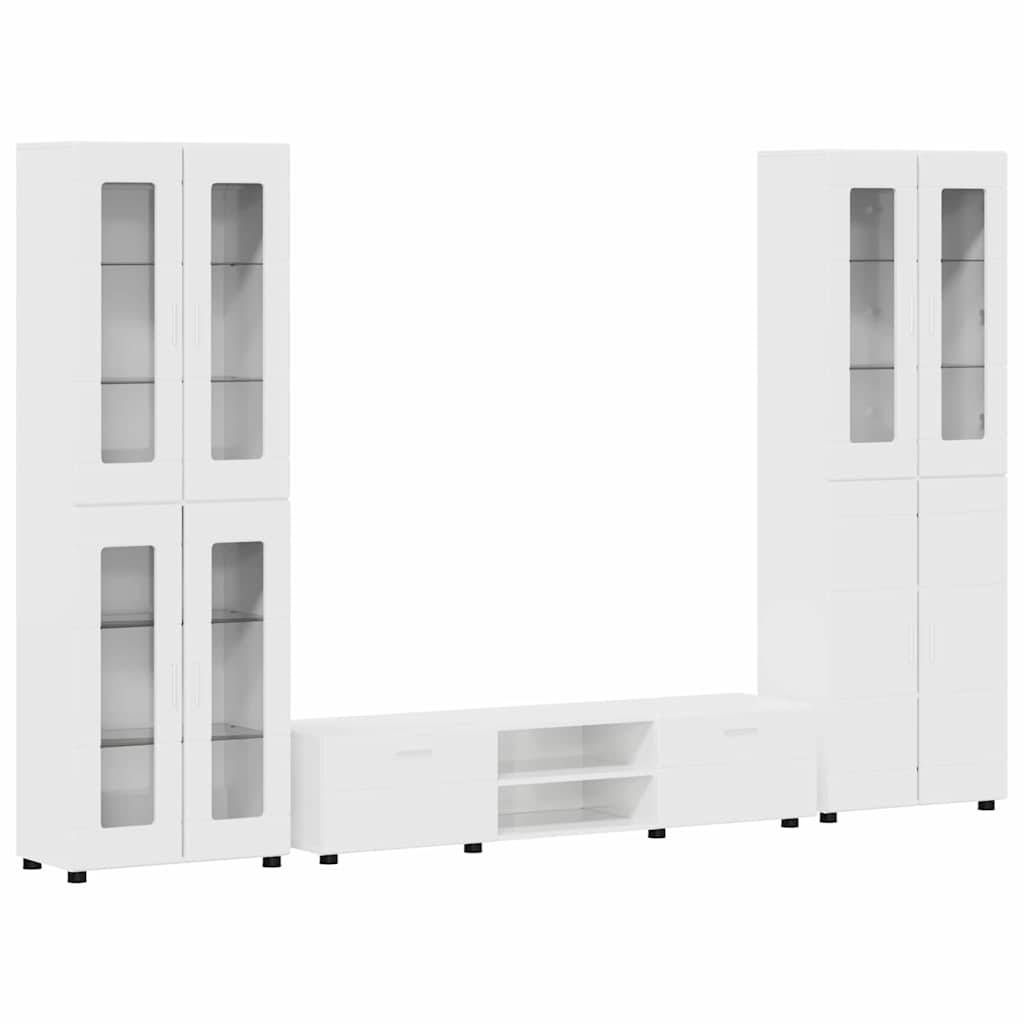 Tv-meubelset met lade FLORIN 3 pcs Hoogglans wit Bewerkt hout is nu te koop bij PeponiXL, paradijselijk wonen!