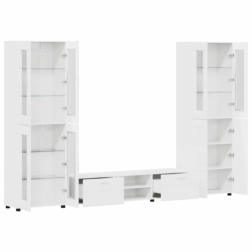 Tv-meubelset met lade FLORIN 3 pcs Hoogglans wit Bewerkt hout is nu te koop bij PeponiXL, paradijselijk wonen!