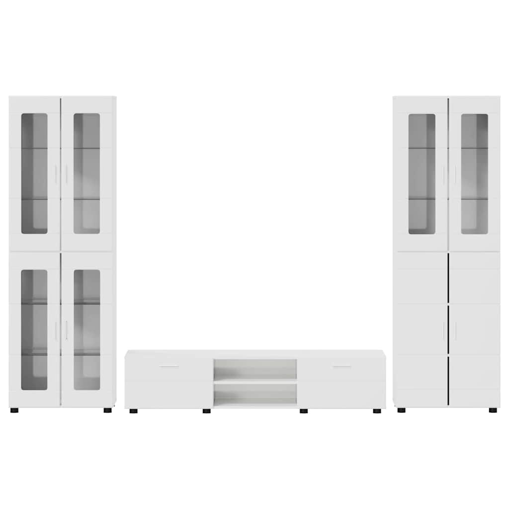 Tv-meubelset met lade FLORIN 3 pcs Hoogglans wit Bewerkt hout is nu te koop bij PeponiXL, paradijselijk wonen!