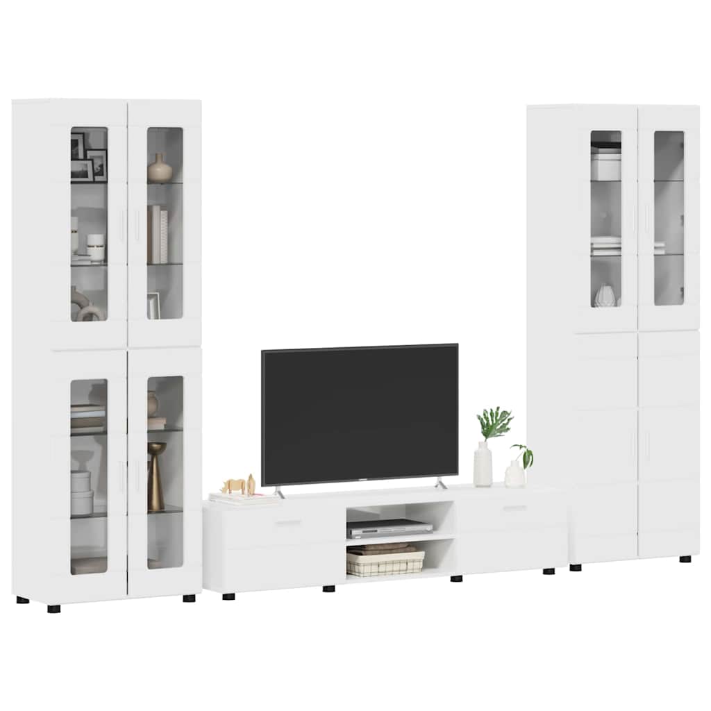 Tv-meubelset met lade FLORIN 3 pcs Hoogglans wit Bewerkt hout is nu te koop bij PeponiXL, paradijselijk wonen!