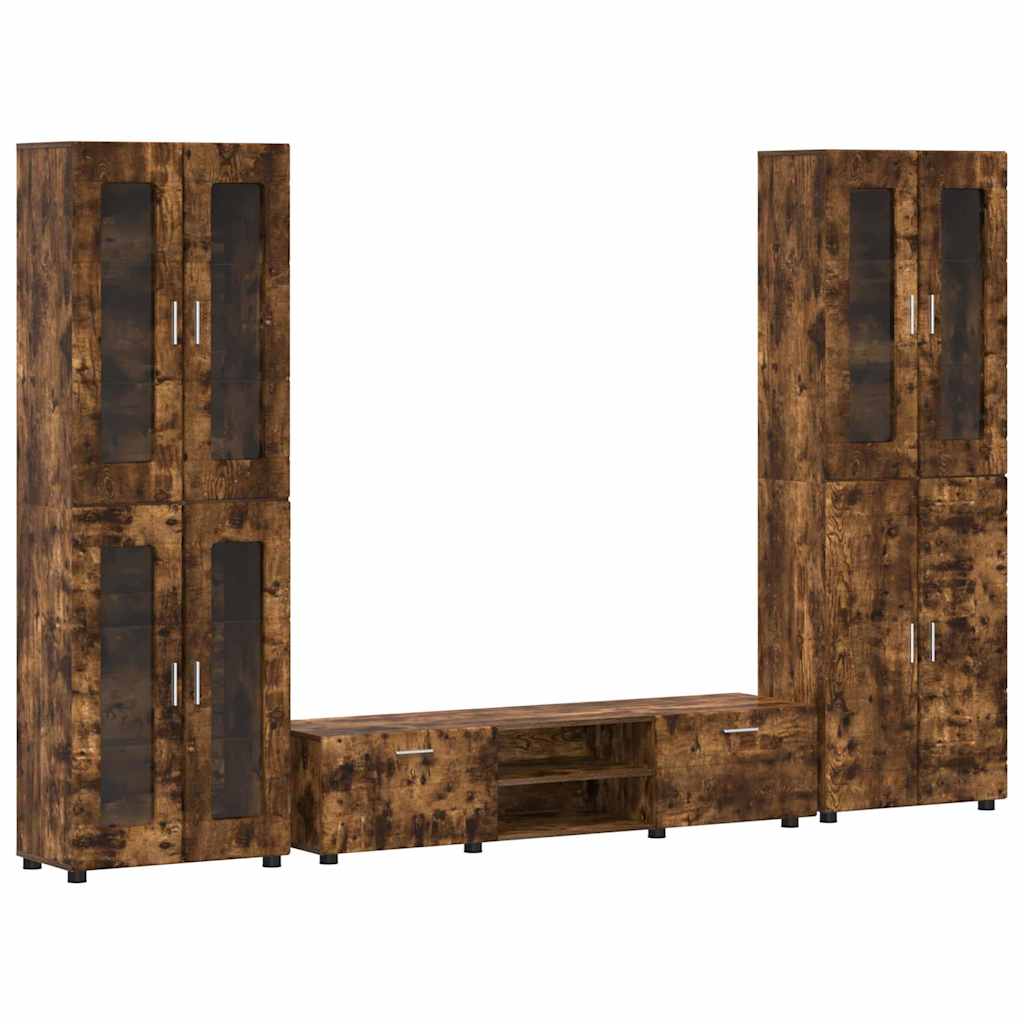 Tv-meubelset met lade FLORIN 3 pcs Gerookt eiken Bewerkt hout is nu te koop bij PeponiXL, paradijselijk wonen!