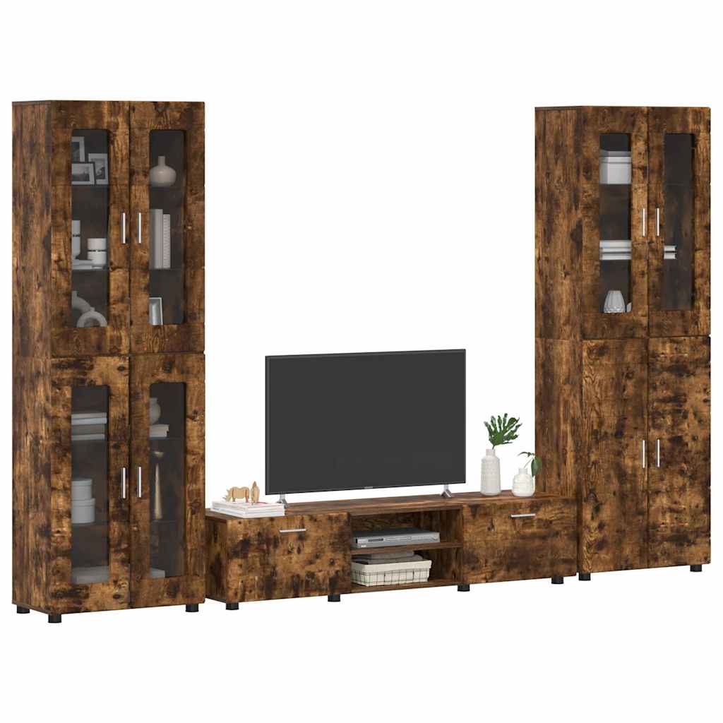 Tv-meubelset met lade FLORIN 3 pcs Gerookt eiken Bewerkt hout is nu te koop bij PeponiXL, paradijselijk wonen!
