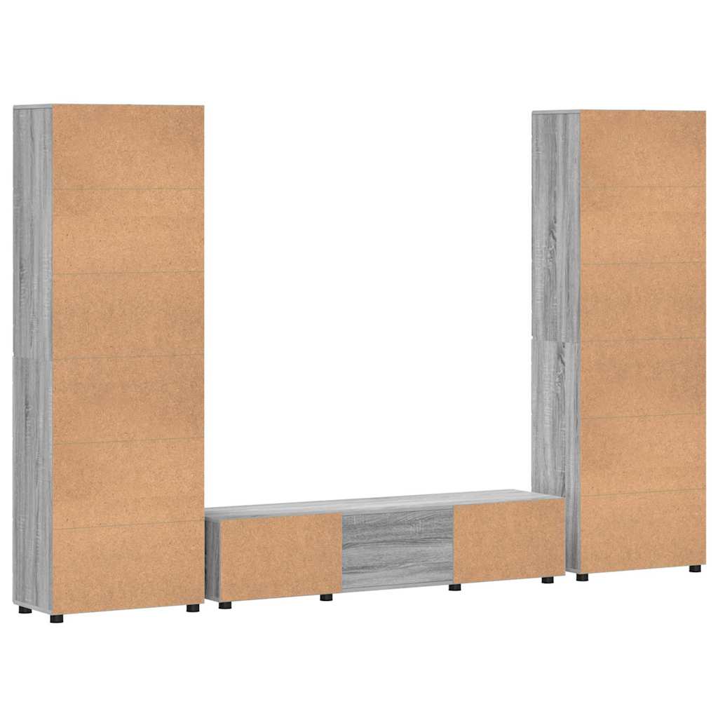 Tv-meubelset met lade FLORIN 3 pcs Grijs Sonoma Bewerkt hout is nu te koop bij PeponiXL, paradijselijk wonen!